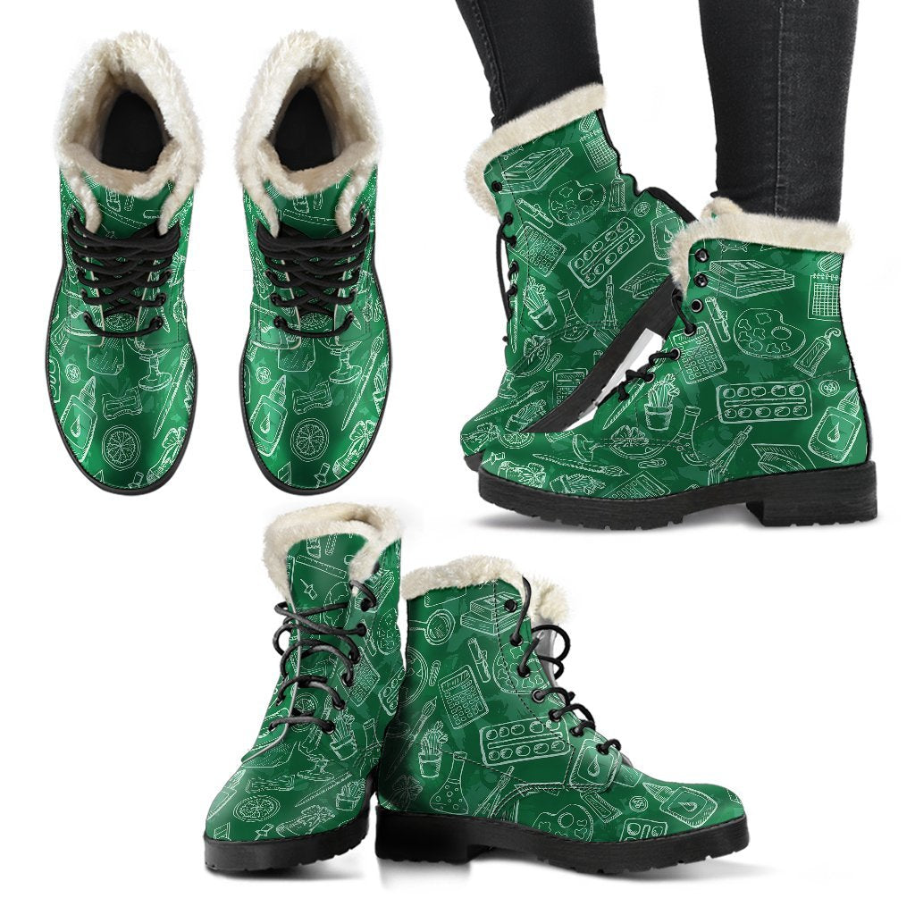Pattern Teacher Print Comfy Winter Boots-grizzshop