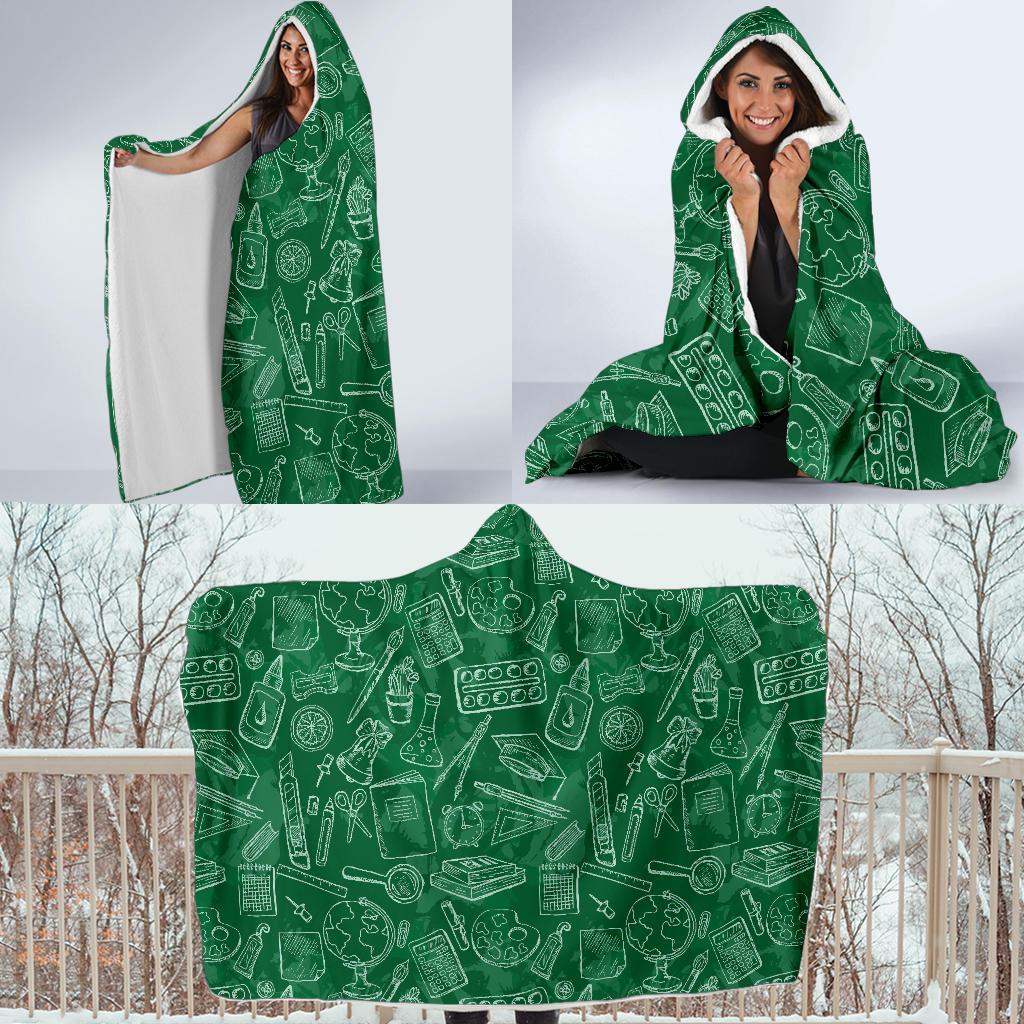Pattern Teacher Print Hooded Blanket-grizzshop