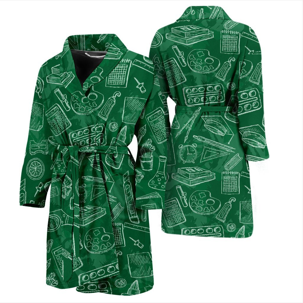 Pattern Teacher Print Men Long Robe-grizzshop