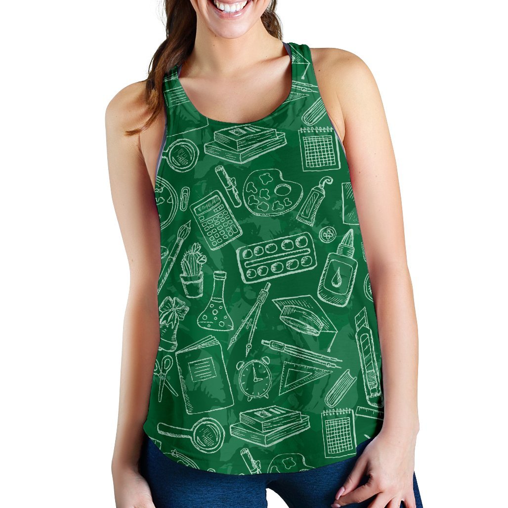 Pattern Teacher Print Women's Racerback Tank Tops-grizzshop