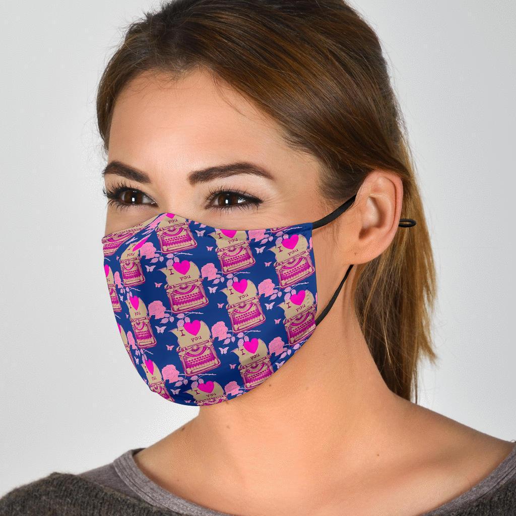 Pattern Typewriter Print Face Mask-grizzshop