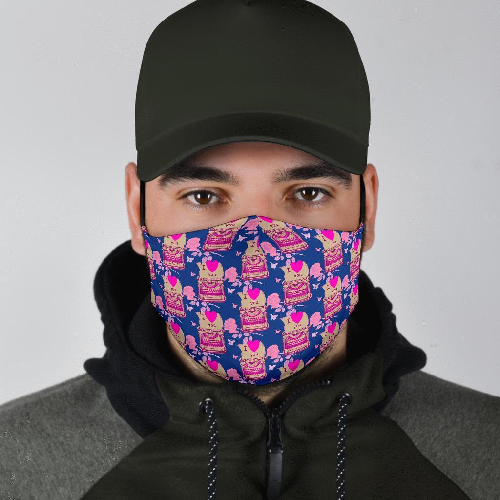 Pattern Typewriter Print Face Mask-grizzshop