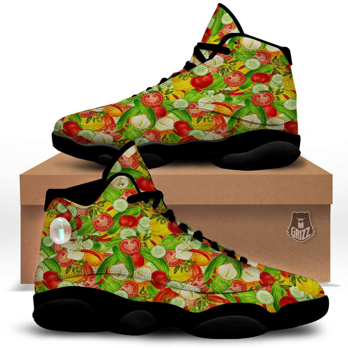 Pattern Vegan Print Pattern Black Basketball Shoes-grizzshop