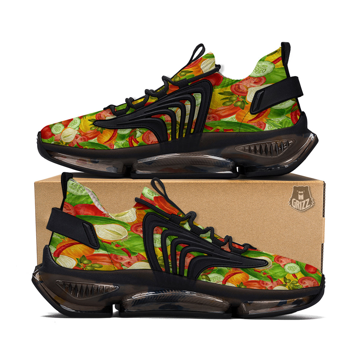 Pattern Vegan Print Pattern Black Gym Shoes-grizzshop