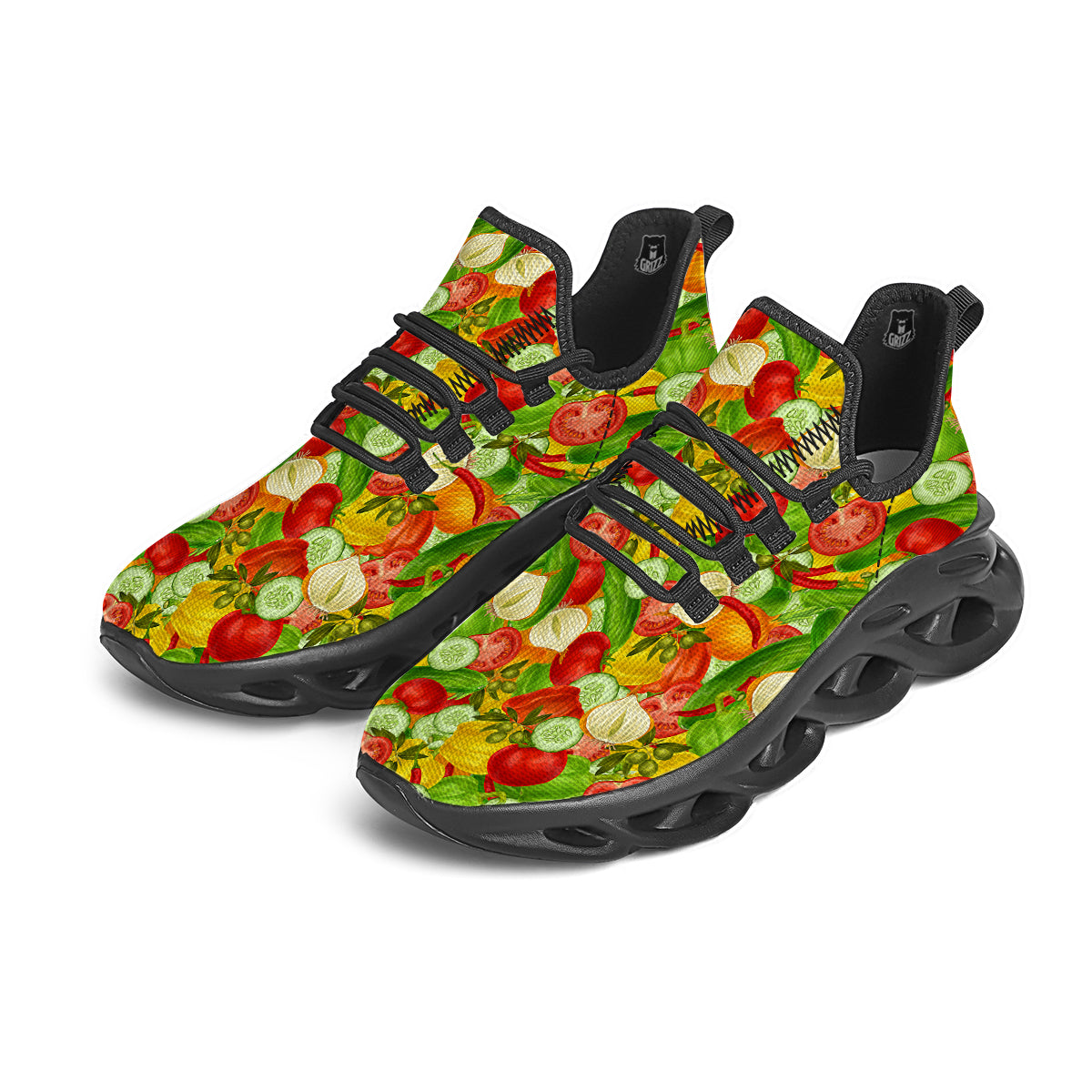Pattern Vegan Print Pattern Black Running Shoes-grizzshop