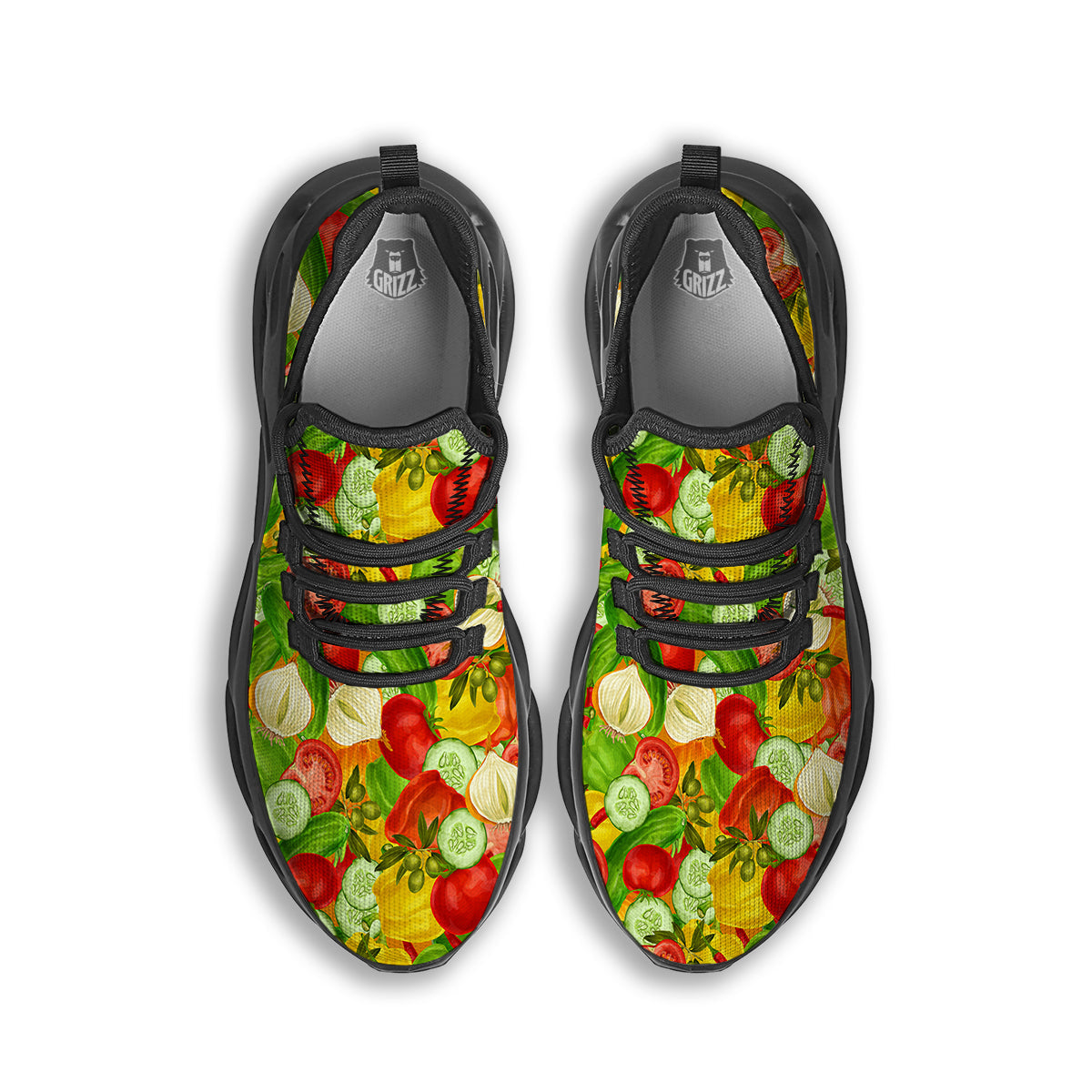 Pattern Vegan Print Pattern Black Running Shoes-grizzshop