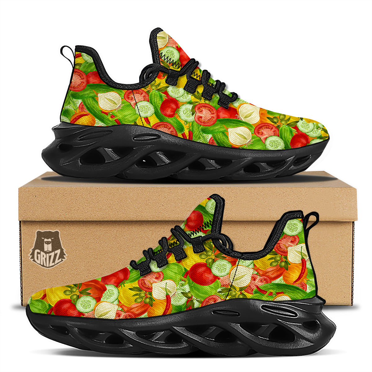 Pattern Vegan Print Pattern Black Running Shoes-grizzshop