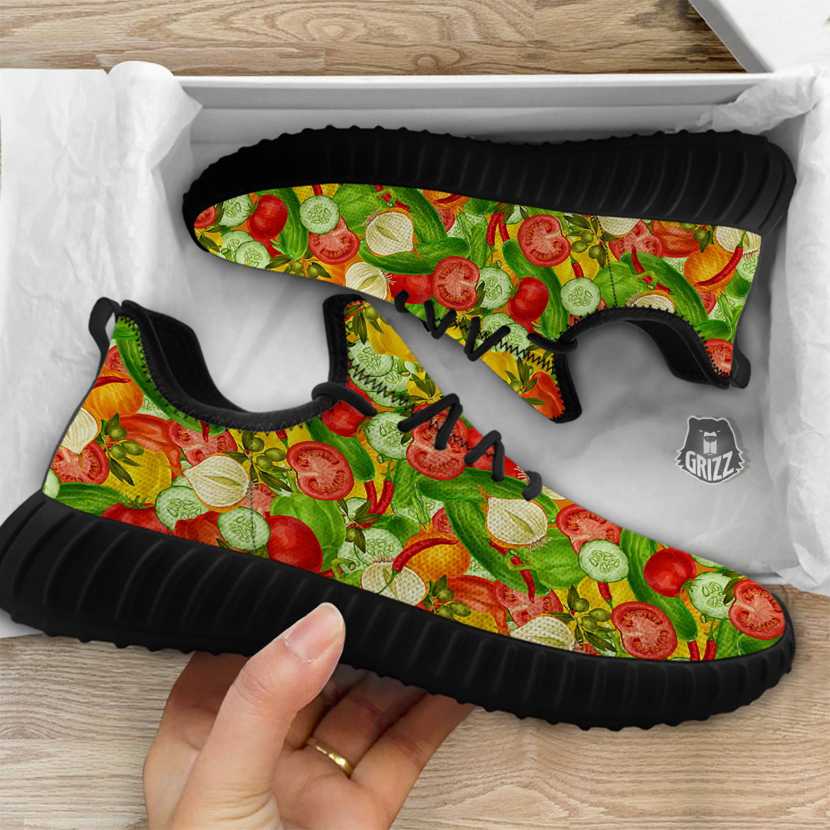 Pattern Vegan Print Pattern Black Walking Shoes-grizzshop