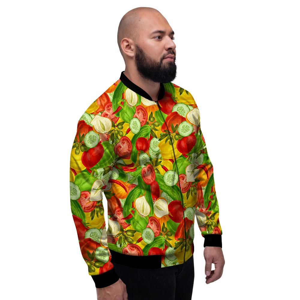 Pattern Vegan Print Pattern Men's Bomber Jacket-grizzshop