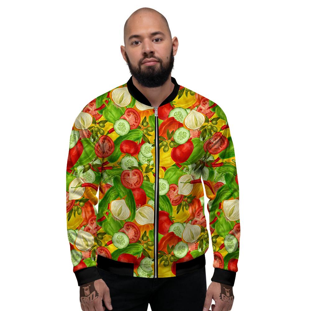 Pattern Vegan Print Pattern Men's Bomber Jacket-grizzshop