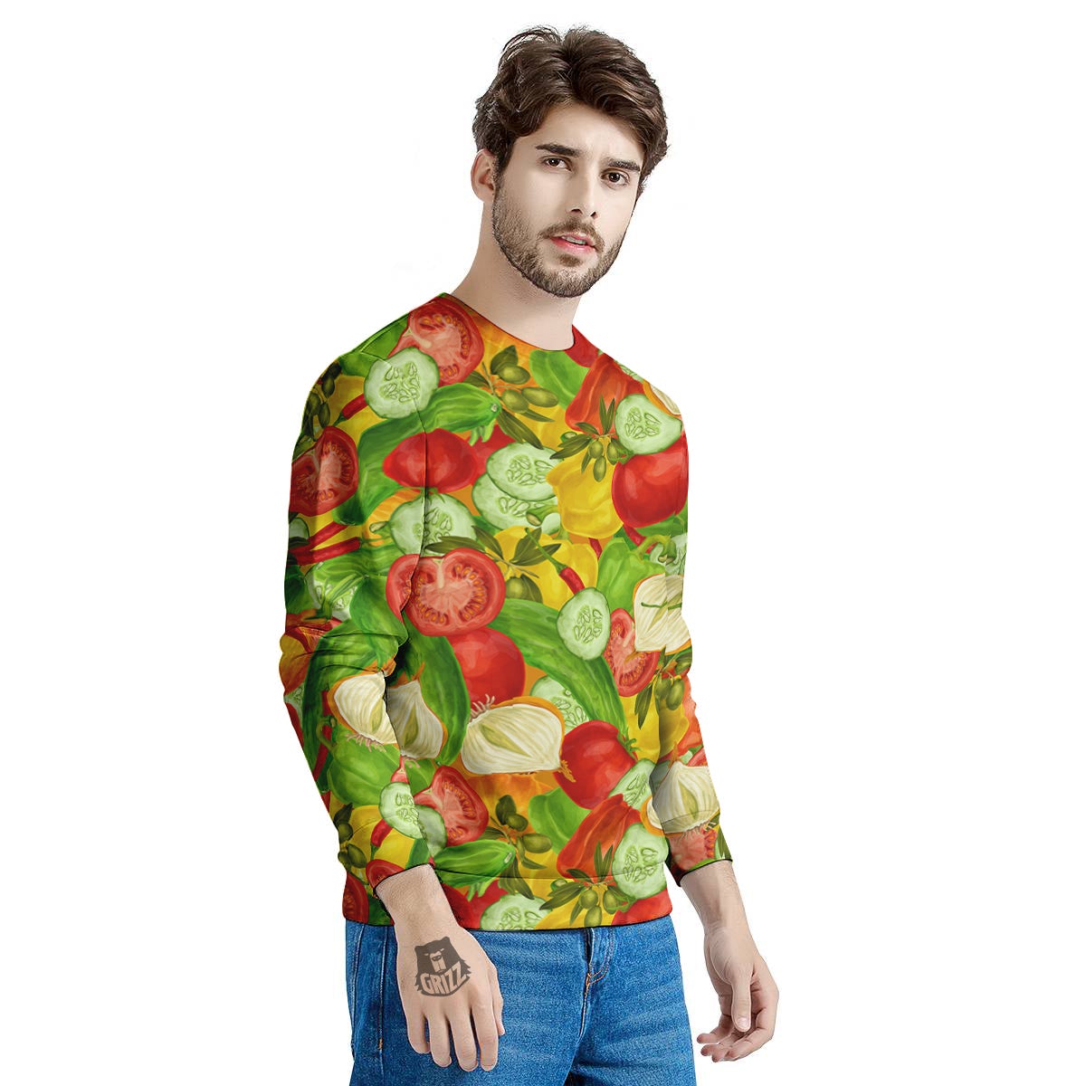 Pattern Vegan Print Pattern Men's Sweatshirt-grizzshop