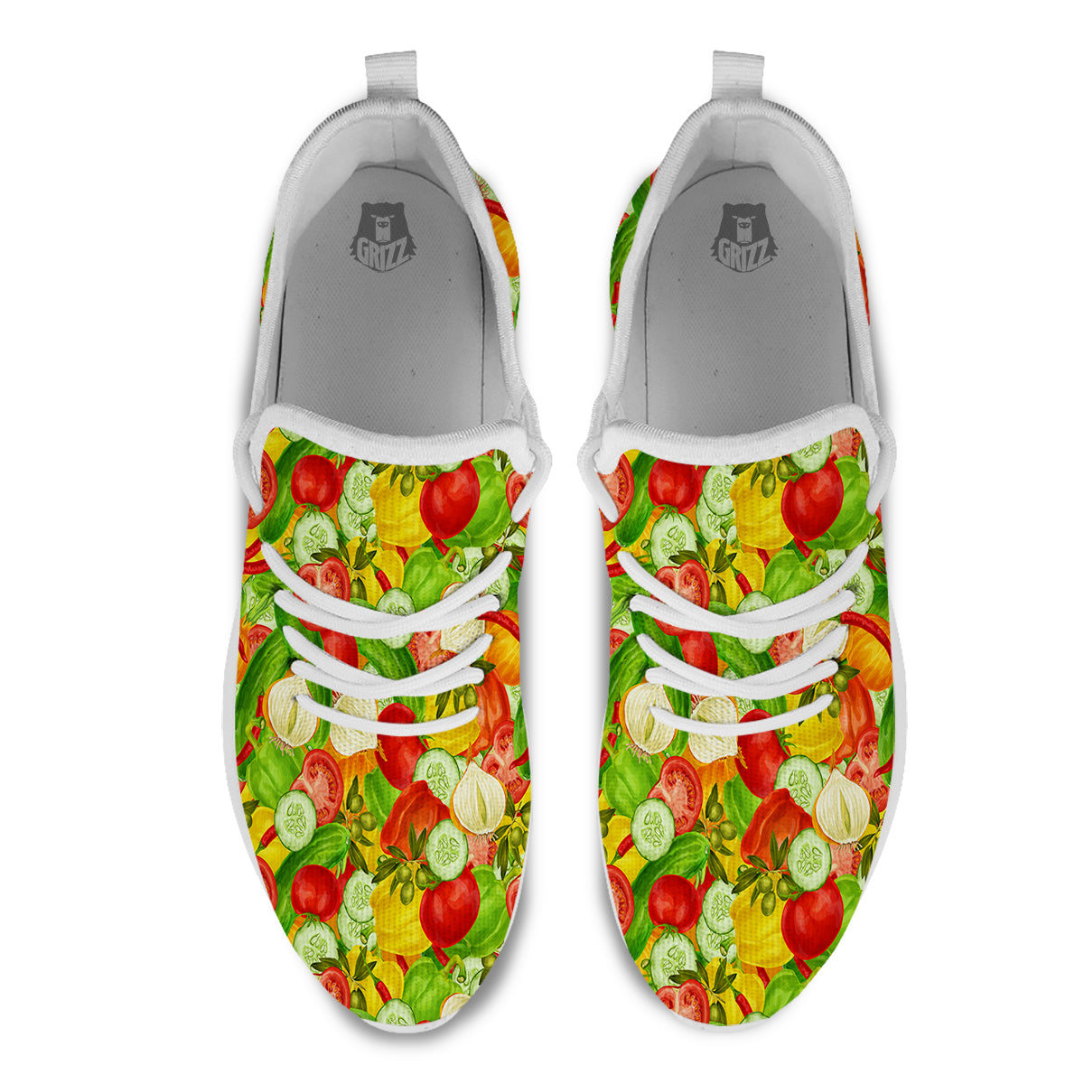 Pattern Vegan Print Pattern White Athletic Shoes-grizzshop