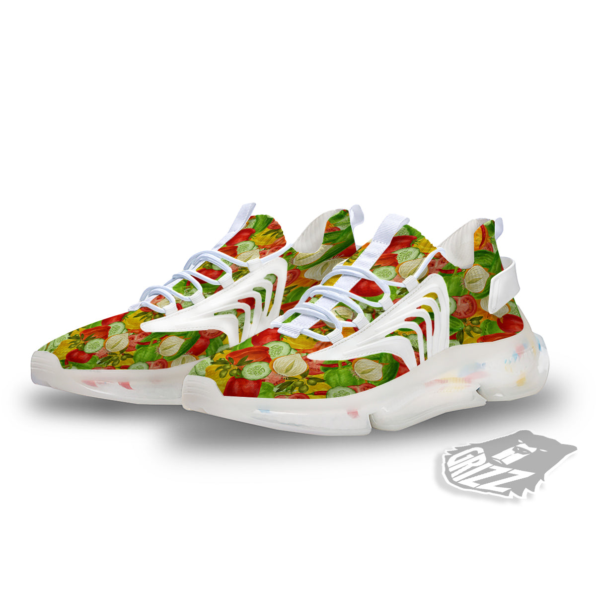 Pattern Vegan Print Pattern White Gym Shoes-grizzshop