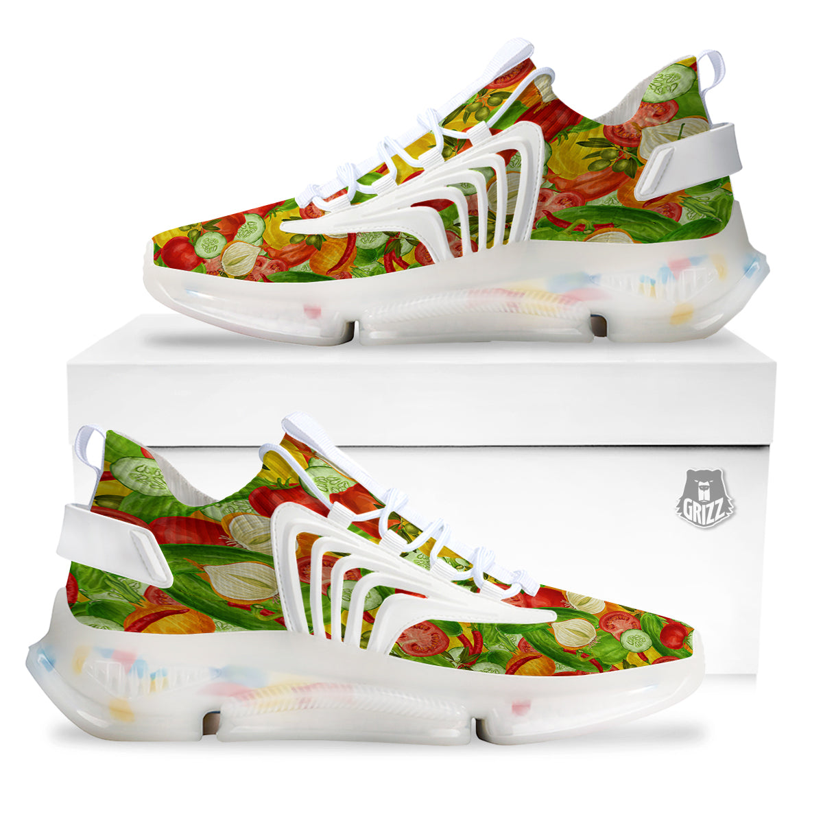 Pattern Vegan Print Pattern White Gym Shoes-grizzshop
