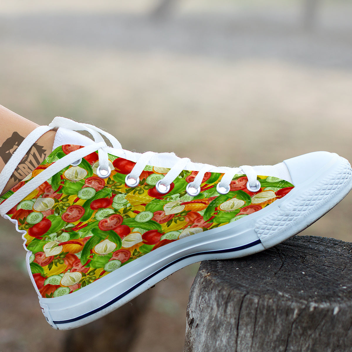 Pattern Vegan Print Pattern White High Top Shoes-grizzshop