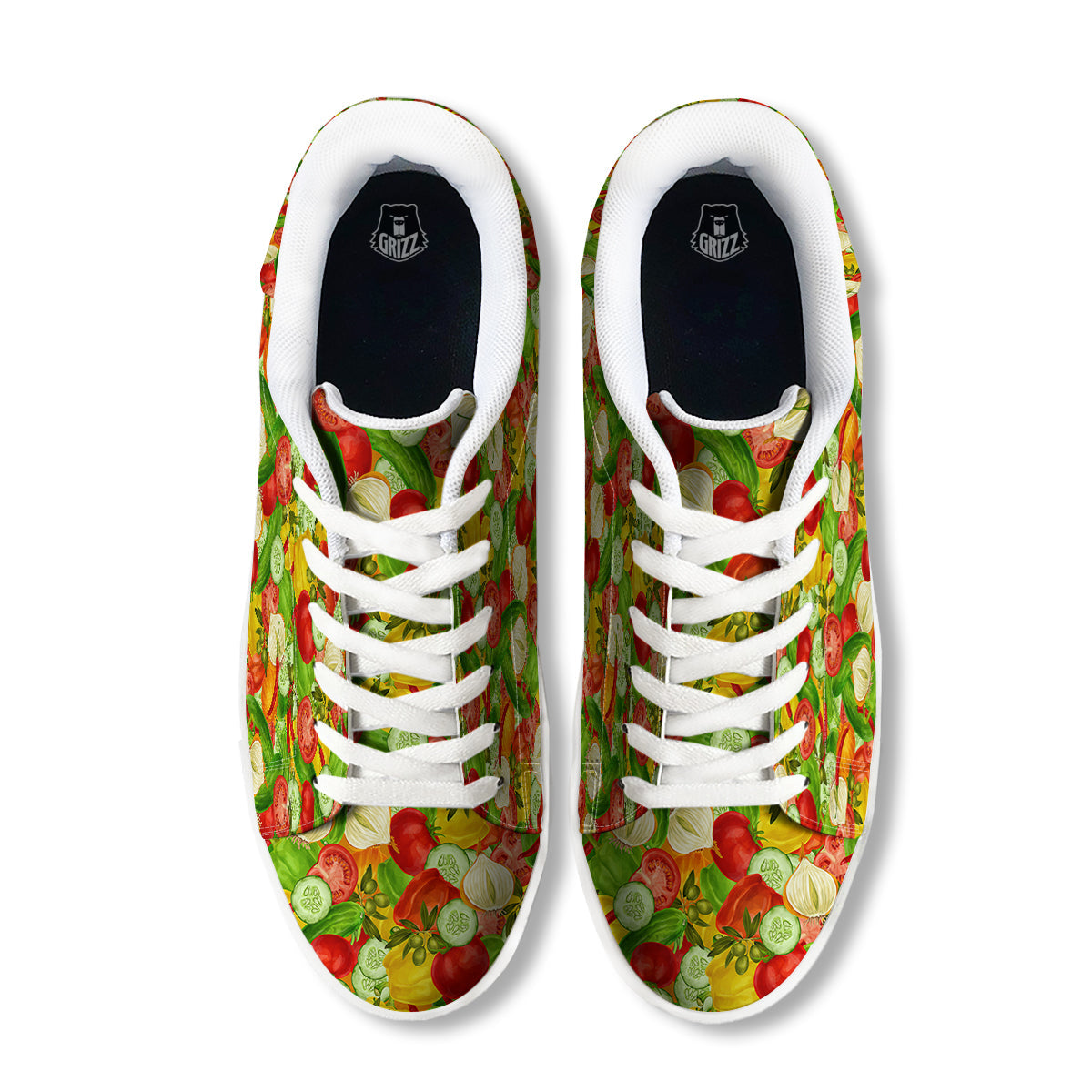 Pattern Vegan Print Pattern White Low Top Sneakers-grizzshop