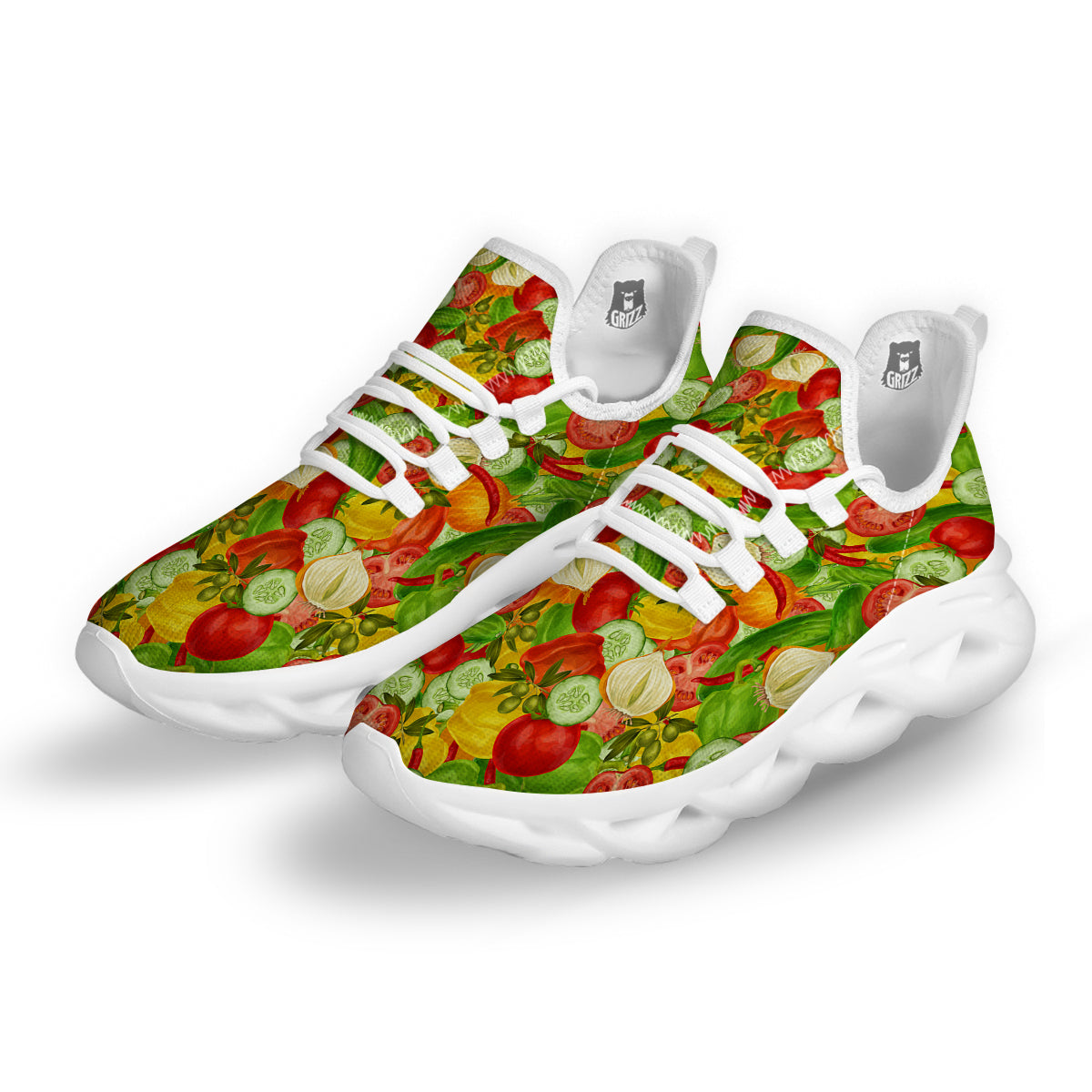 Pattern Vegan Print Pattern White Running Shoes-grizzshop