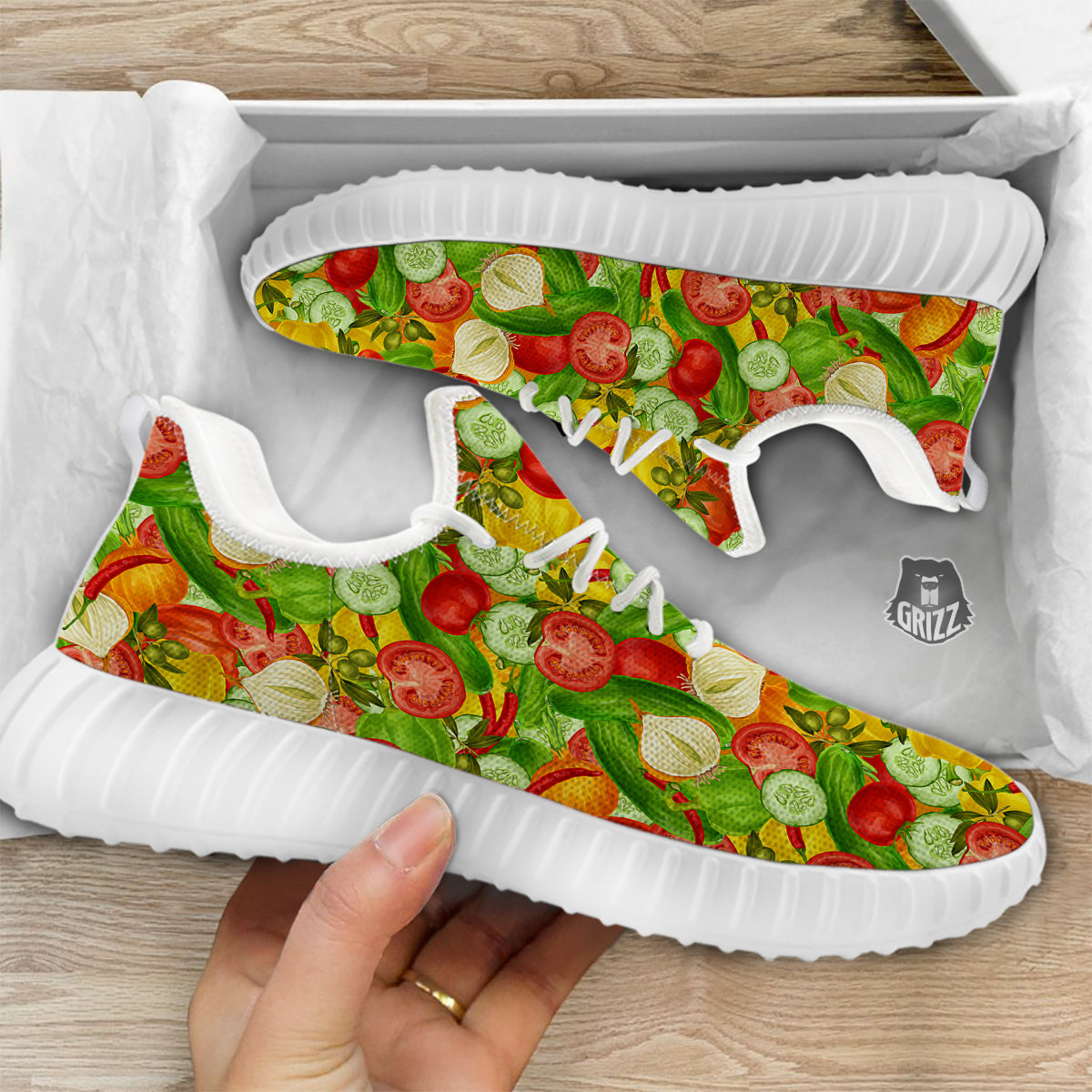 Pattern Vegan Print Pattern White Walking Shoes-grizzshop