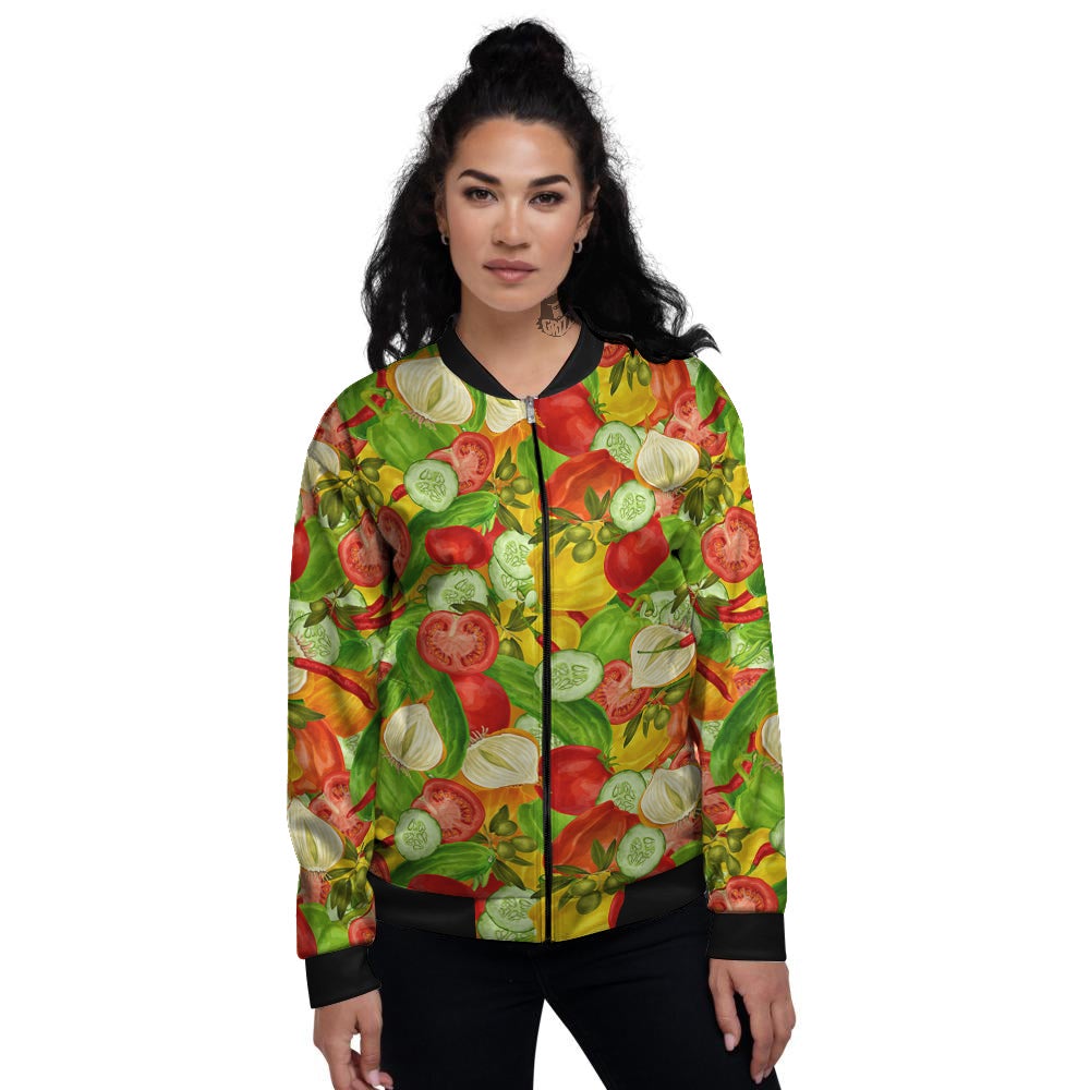 Pattern Vegan Print Pattern Women's Bomber Jacket-grizzshop