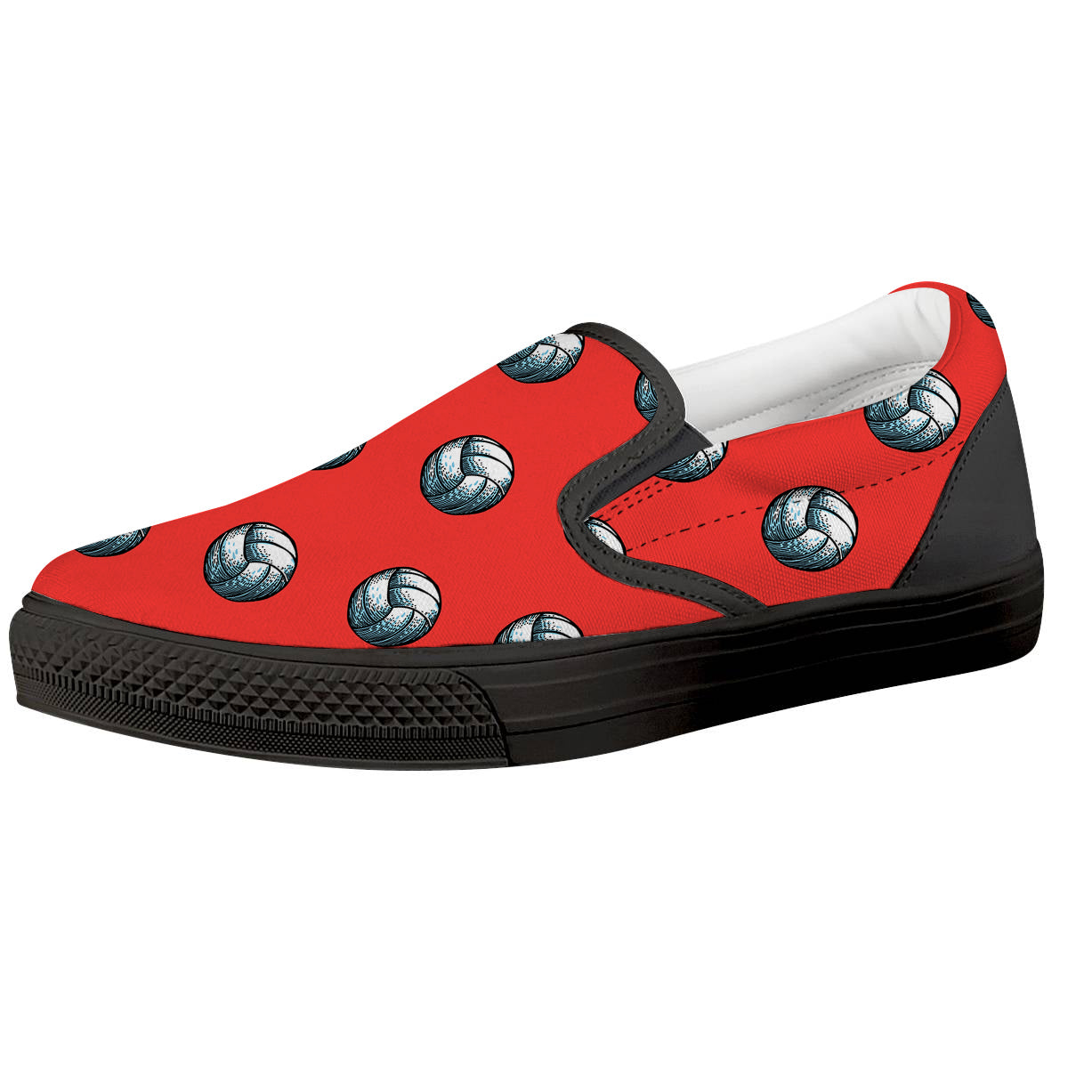 Pattern Volleyball Print Pattern Black Slip On Shoes-grizzshop