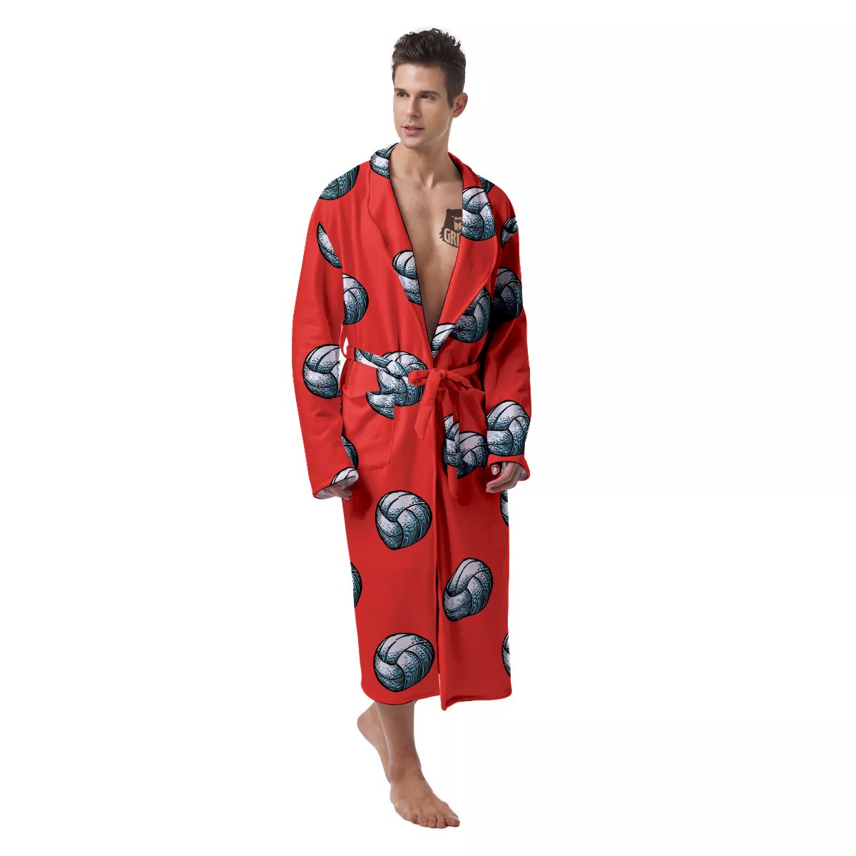 Pattern Volleyball Print Pattern Men's Robe-grizzshop