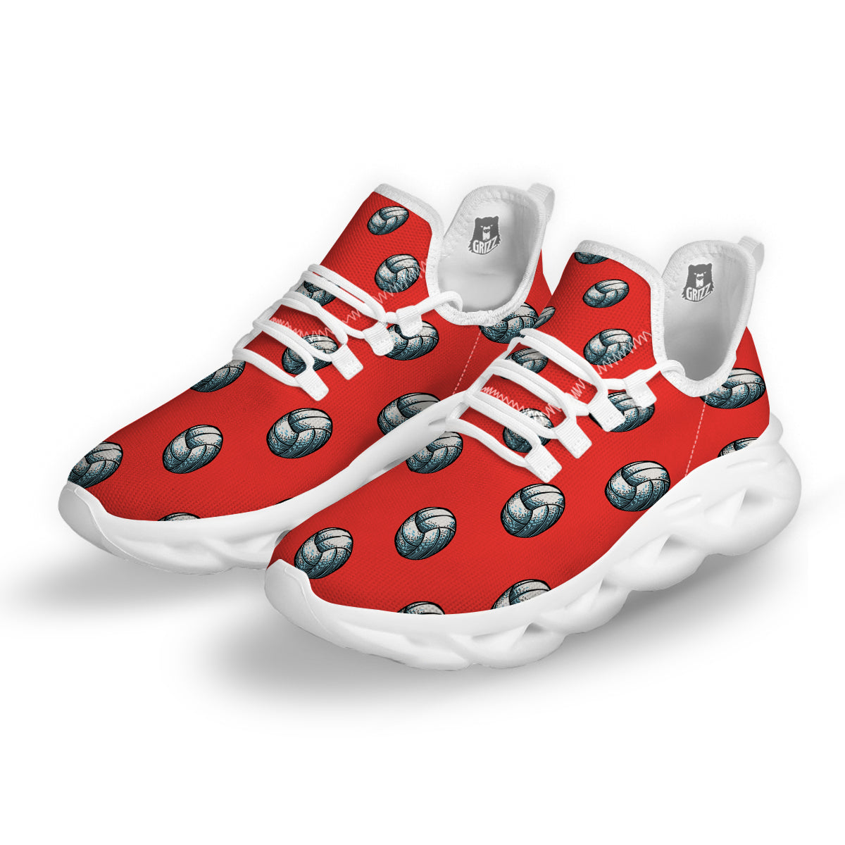 Pattern Volleyball Print Pattern White Running Shoes-grizzshop