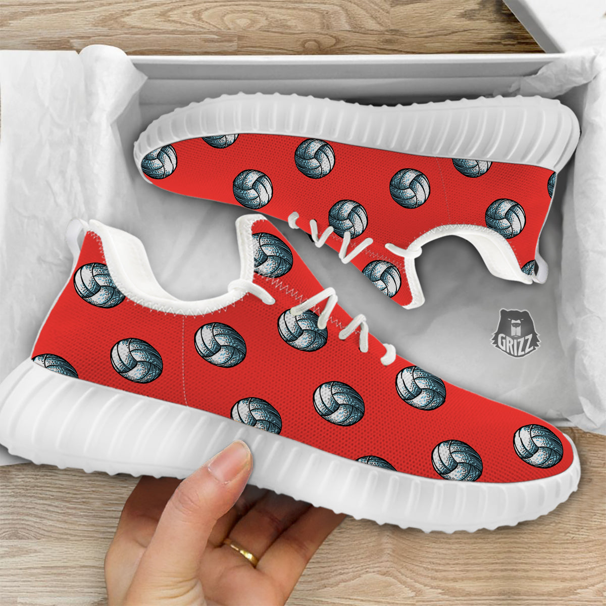 Pattern Volleyball Print Pattern White Walking Shoes-grizzshop