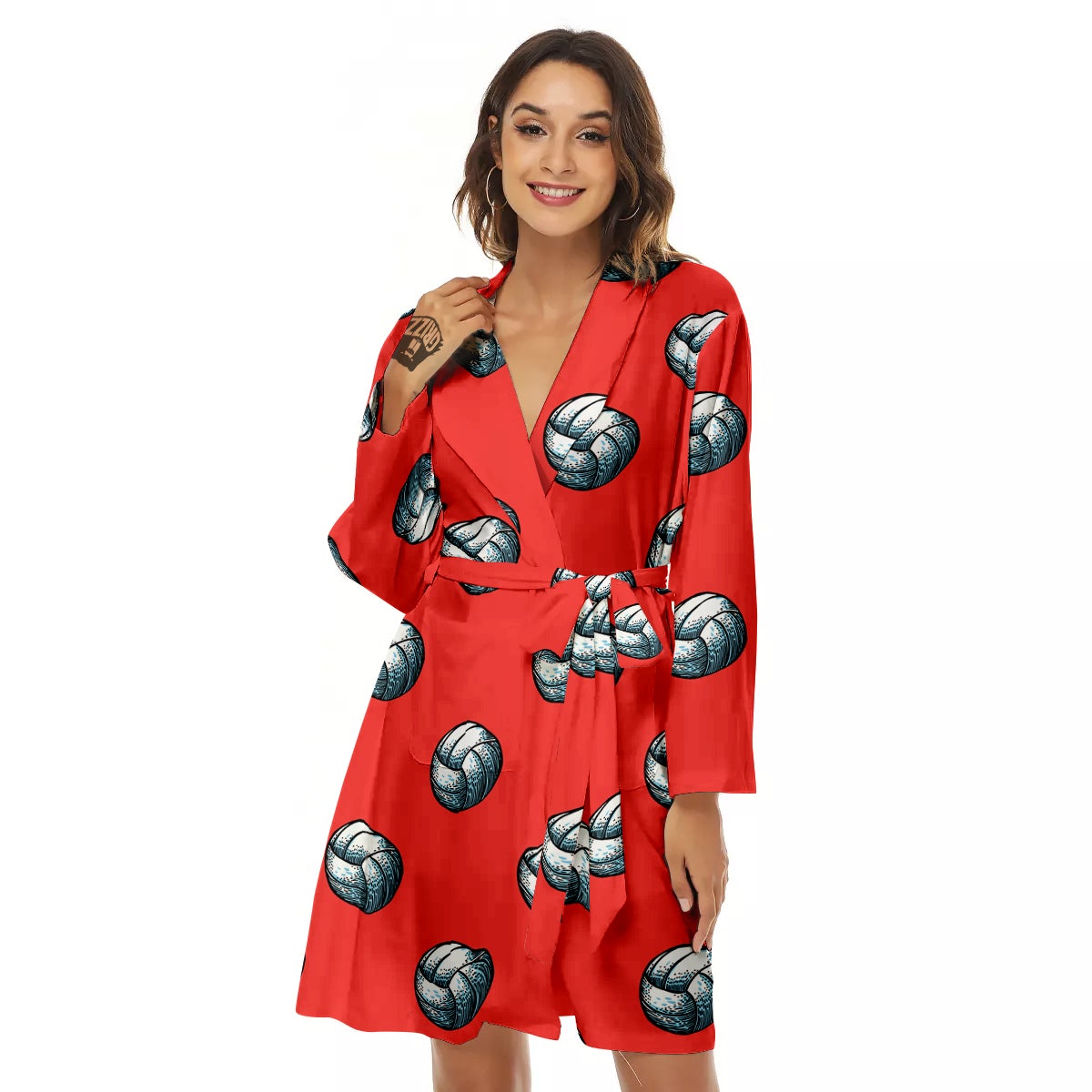 Pattern Volleyball Print Pattern Women's Robe-grizzshop