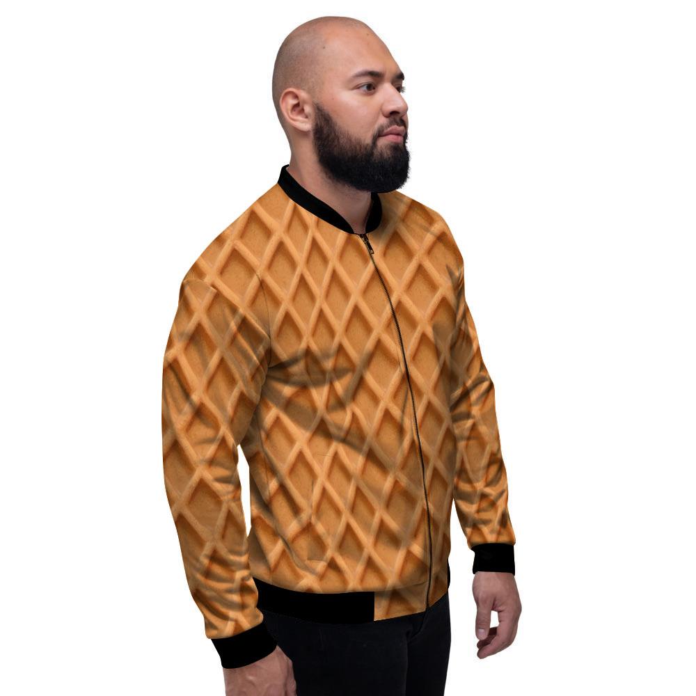 Pattern Waffle Print Men's Bomber Jacket-grizzshop