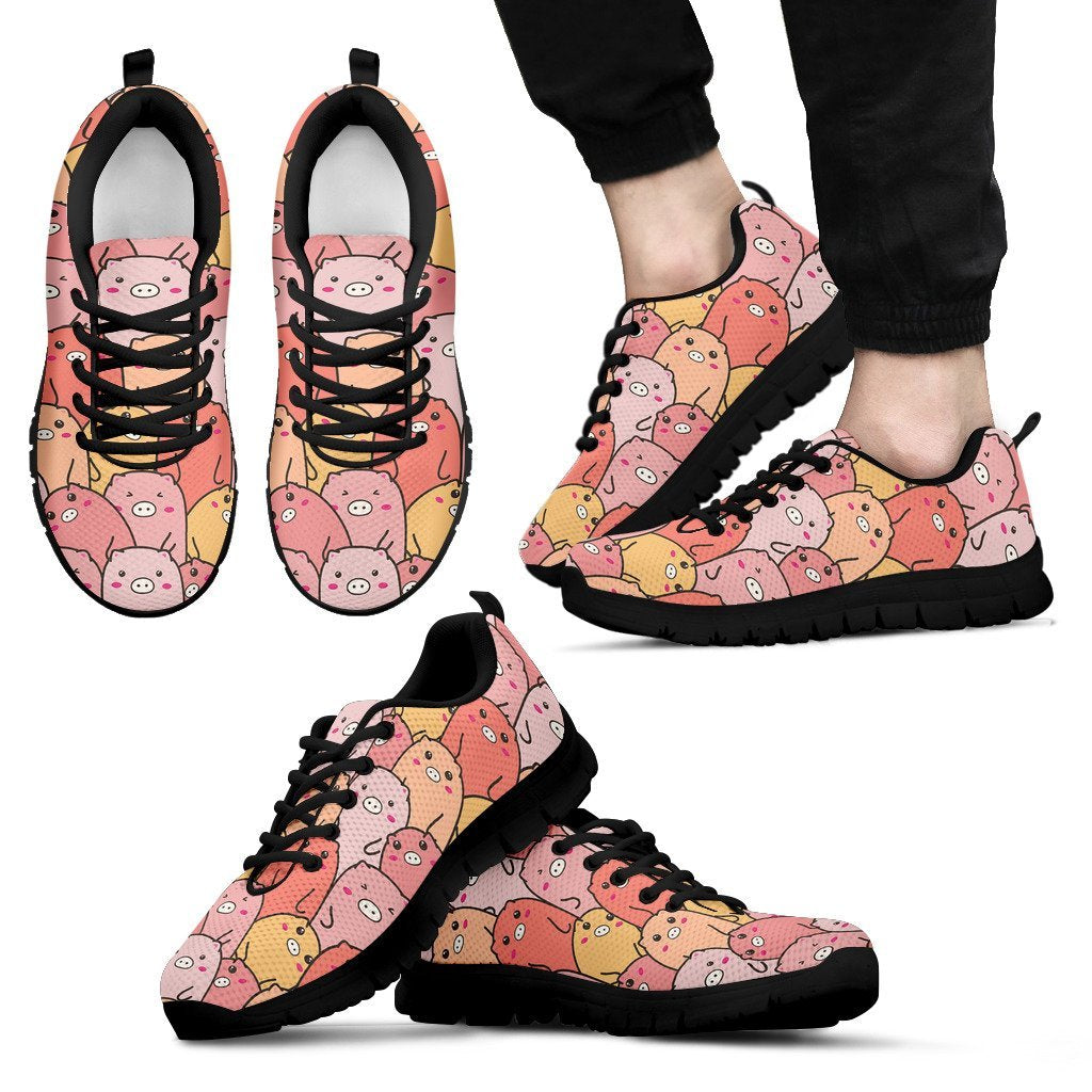 Pattern Pig Print Black Sneaker Shoes For Men Women-grizzshop