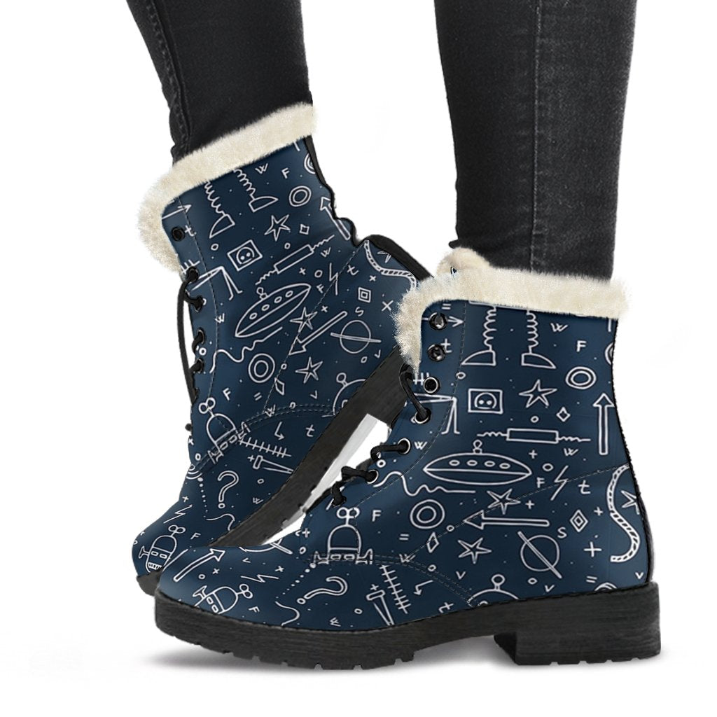 Pattern Print Cyborg Robot Comfy Winter Boots-grizzshop
