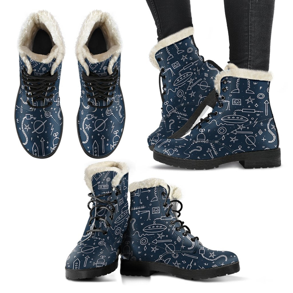 Pattern Print Cyborg Robot Comfy Winter Boots-grizzshop