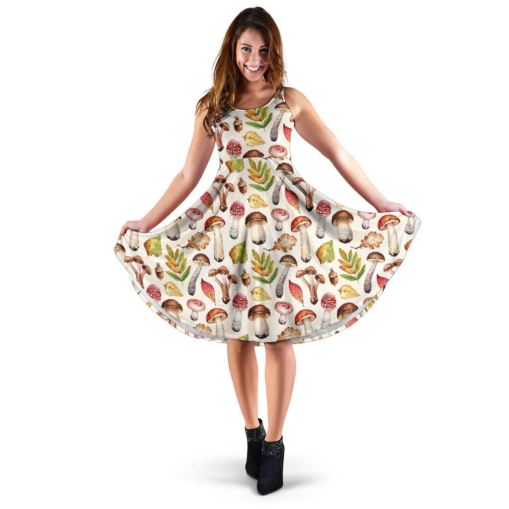 Pattern Print Mushroom Dress-grizzshop