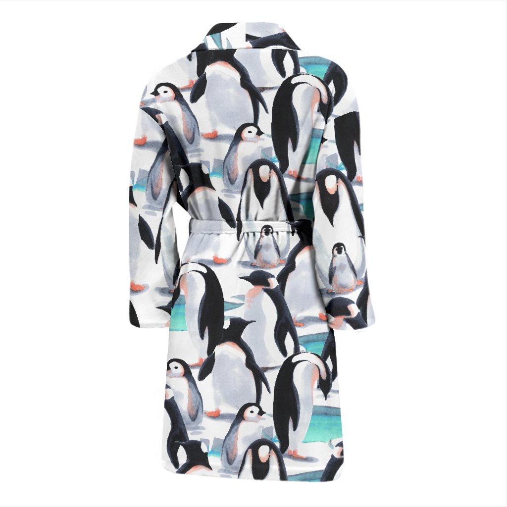 Pattern Print Penguin Men Long Robe-grizzshop