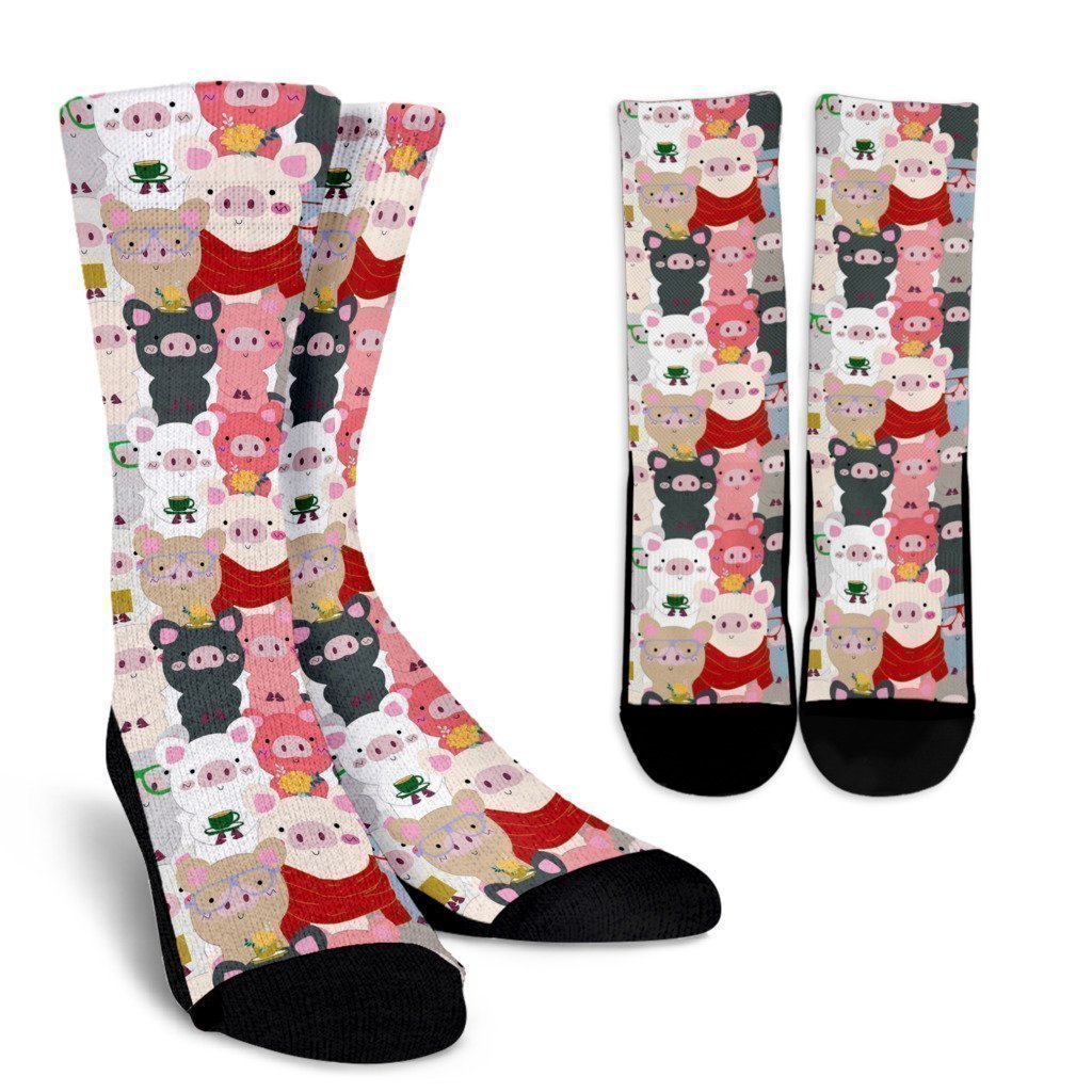 Pattern Print Pig Unisex Crew Socks-grizzshop