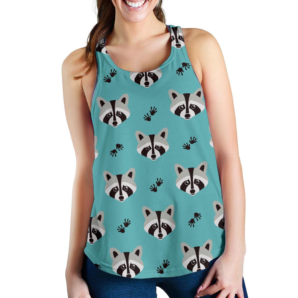 Pattern Print Raccoon Women's Racerback Tank Tops-grizzshop