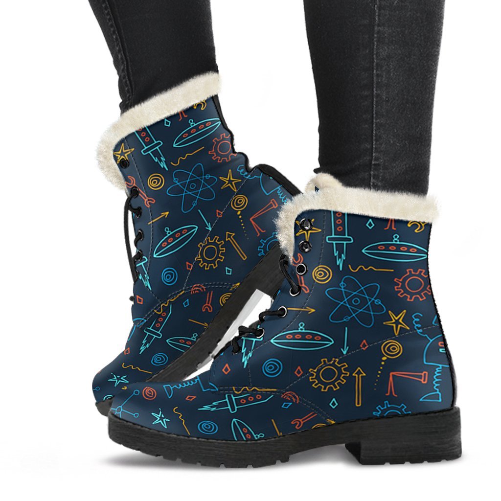 Pattern Print Robot Cyborg Comfy Winter Boots-grizzshop