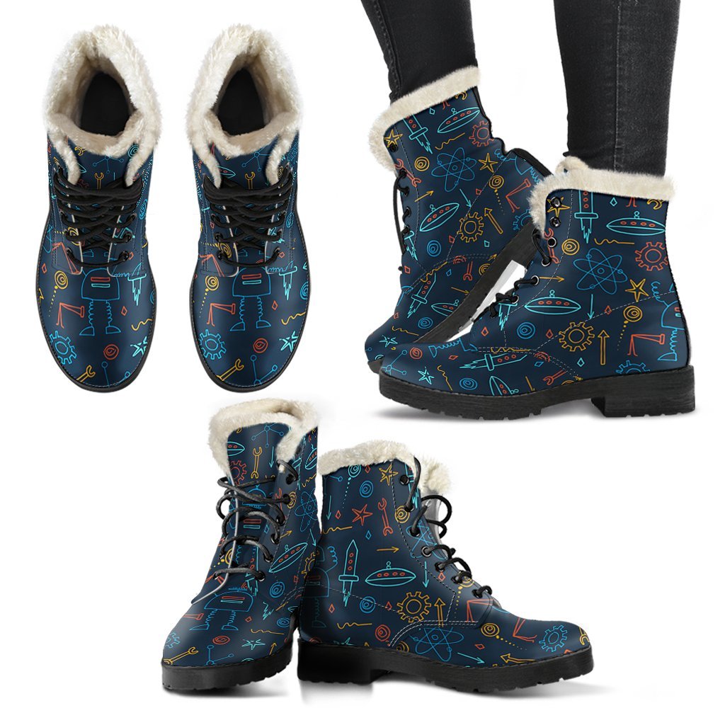 Pattern Print Robot Cyborg Comfy Winter Boots-grizzshop