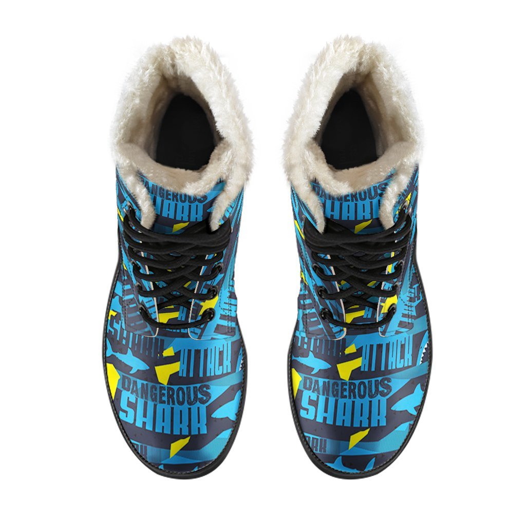 Pattern Print Shark Comfy Winter Boots-grizzshop