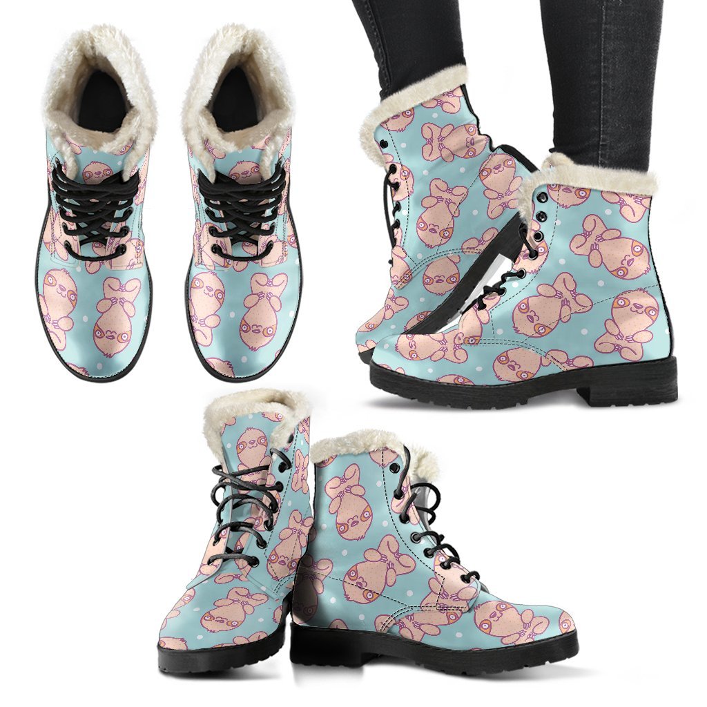 Pattern Print Sloth Comfy Winter Boots-grizzshop