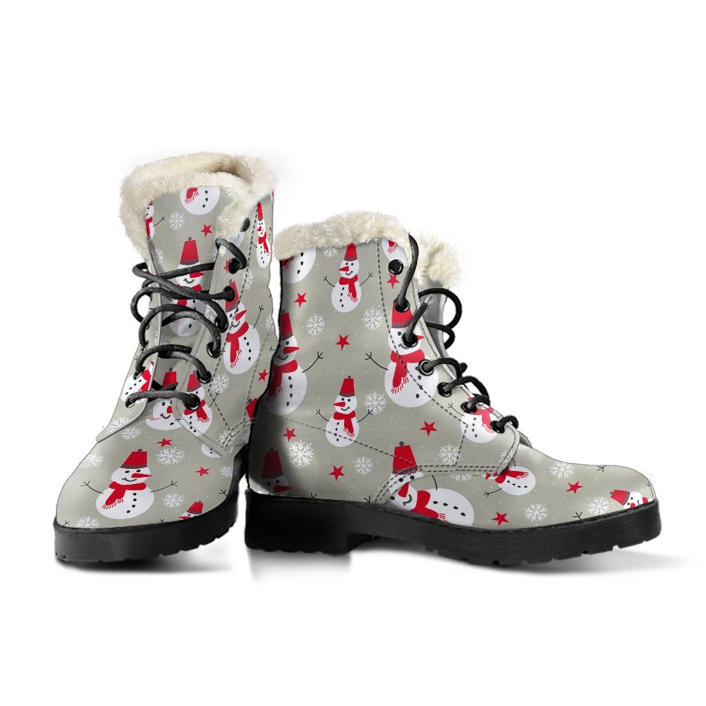 Pattern Print Snowflake Snowman Comfy Winter Boots-grizzshop