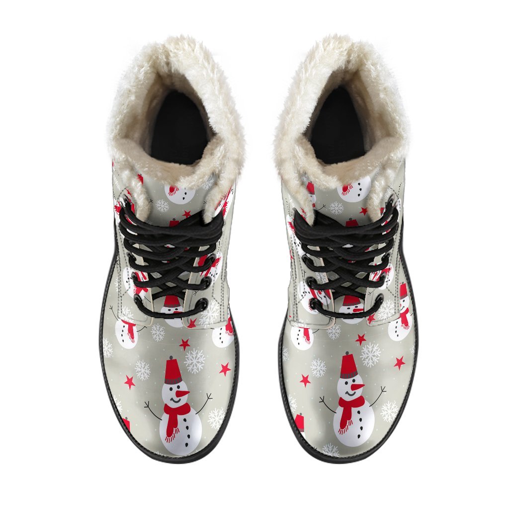 Pattern Print Snowflake Snowman Comfy Winter Boots-grizzshop