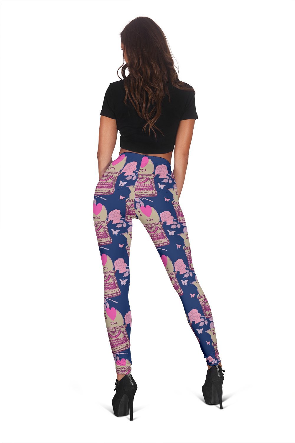 Pattern Typewriter Print Pattern Women Leggings-grizzshop