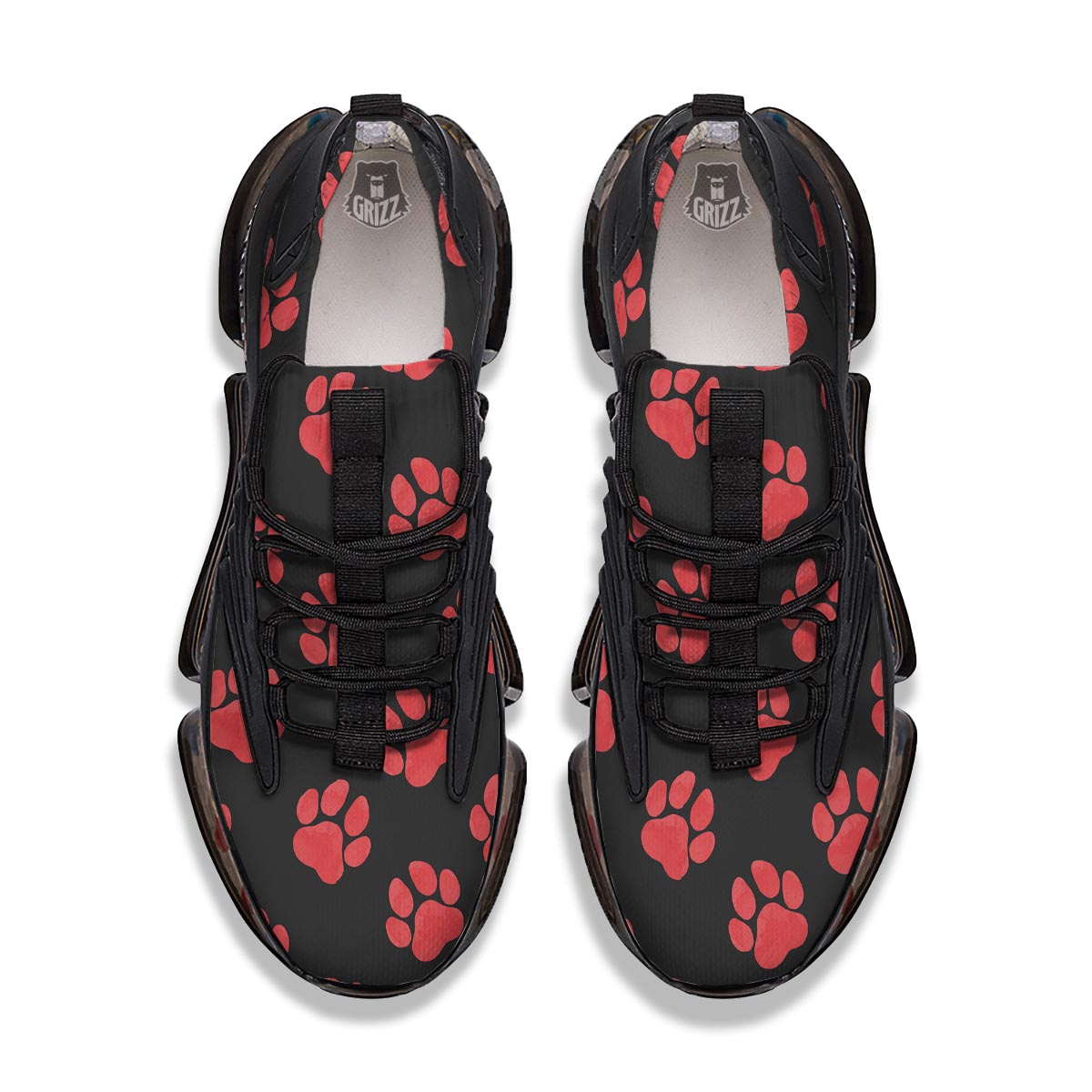 Paw Black And Red Print Pattern Black Gym Shoes-grizzshop