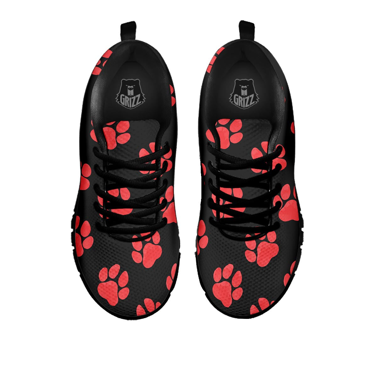 Paw Black And Red Print Pattern Black Sneaker-grizzshop