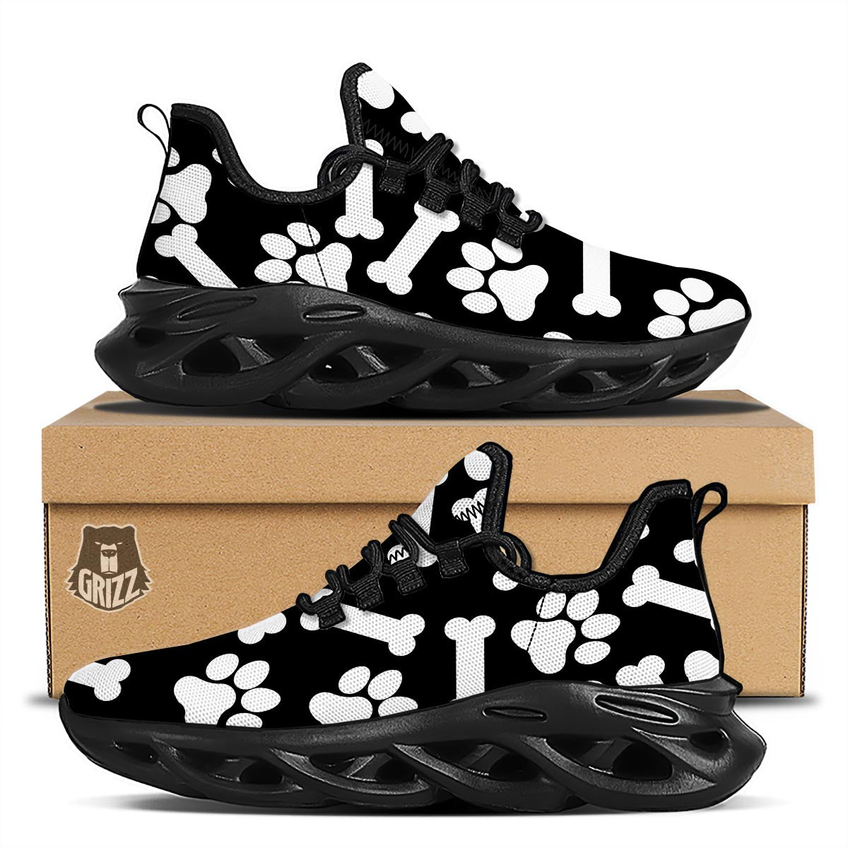 Paw Black Running Shoes-grizzshop