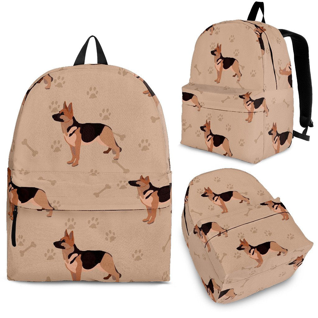 Paw German Shepherd Pattern Print Backpack-grizzshop