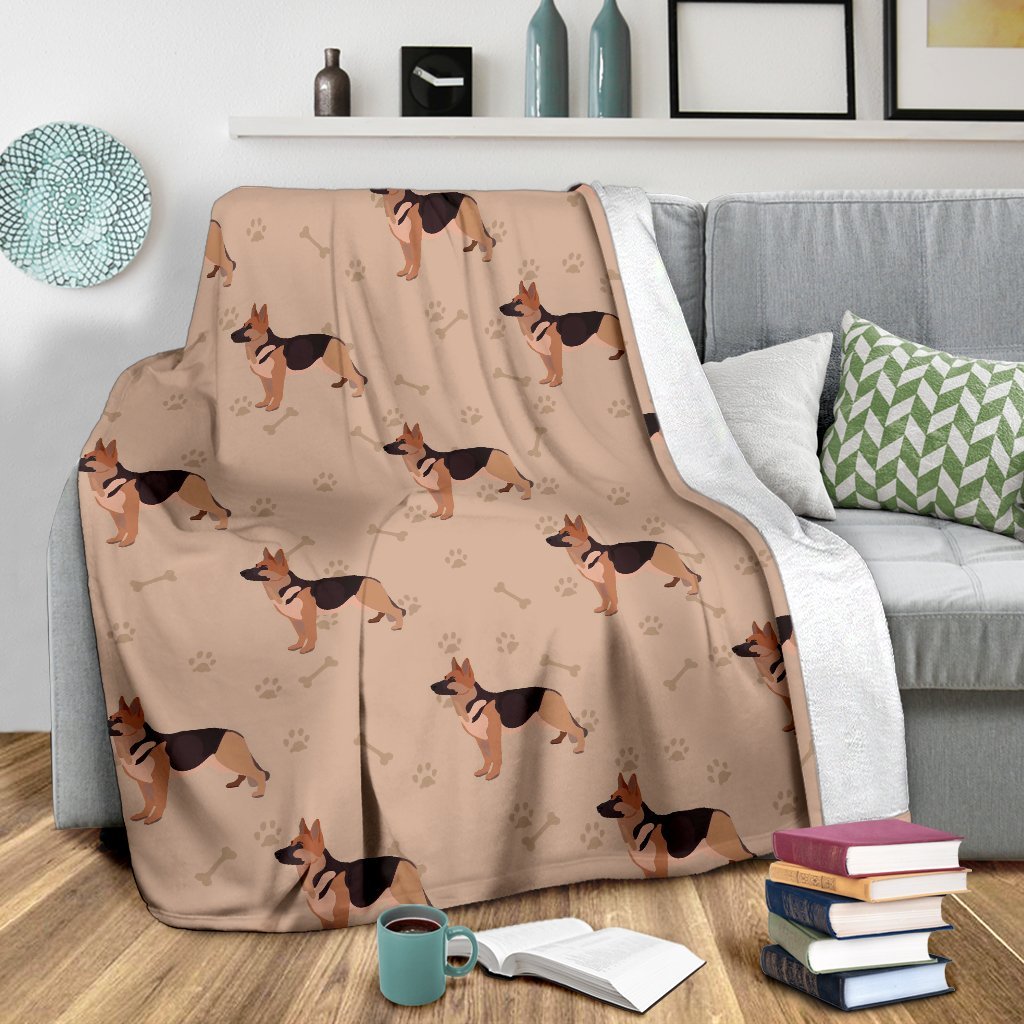 Paw German Shepherd Pattern Print Blanket-grizzshop