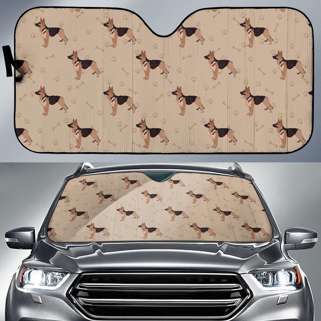 Paw German Shepherd Pattern Print Car Sun Shade-grizzshop
