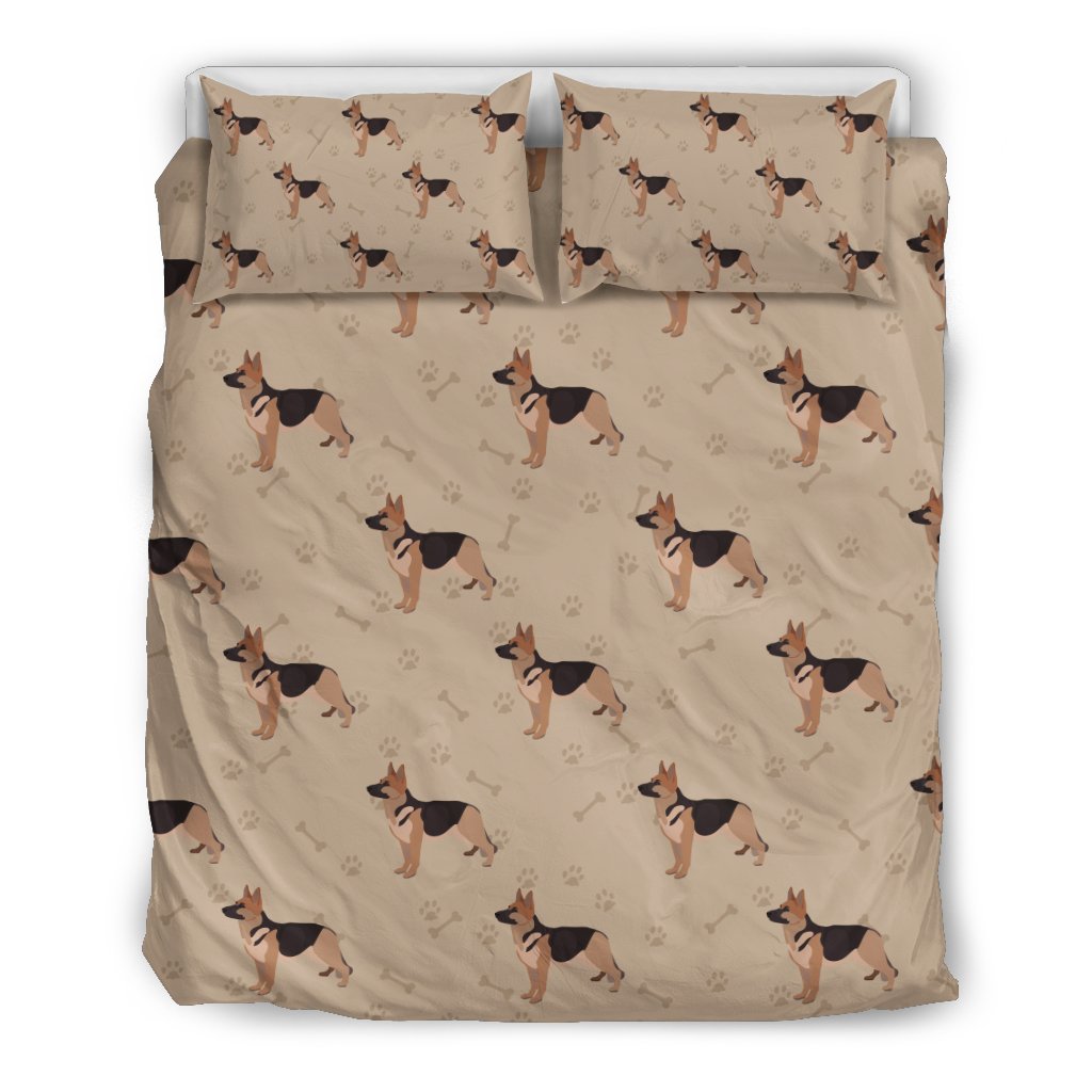 Paw German Shepherd Pattern Print Duvet Cover Bedding Set-grizzshop